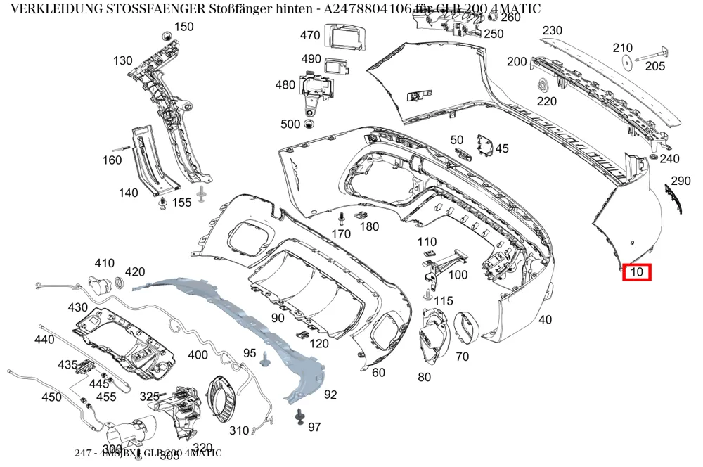 Облицовка заднего бампера для GLB X247 Mercedes-Benz A24788041061623