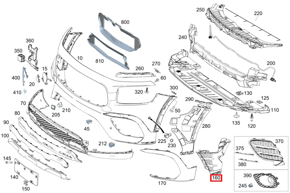 Накладка бампера нижняя внутренняя правая для GLB-класса 247 Mercedes-Benz A2478853403