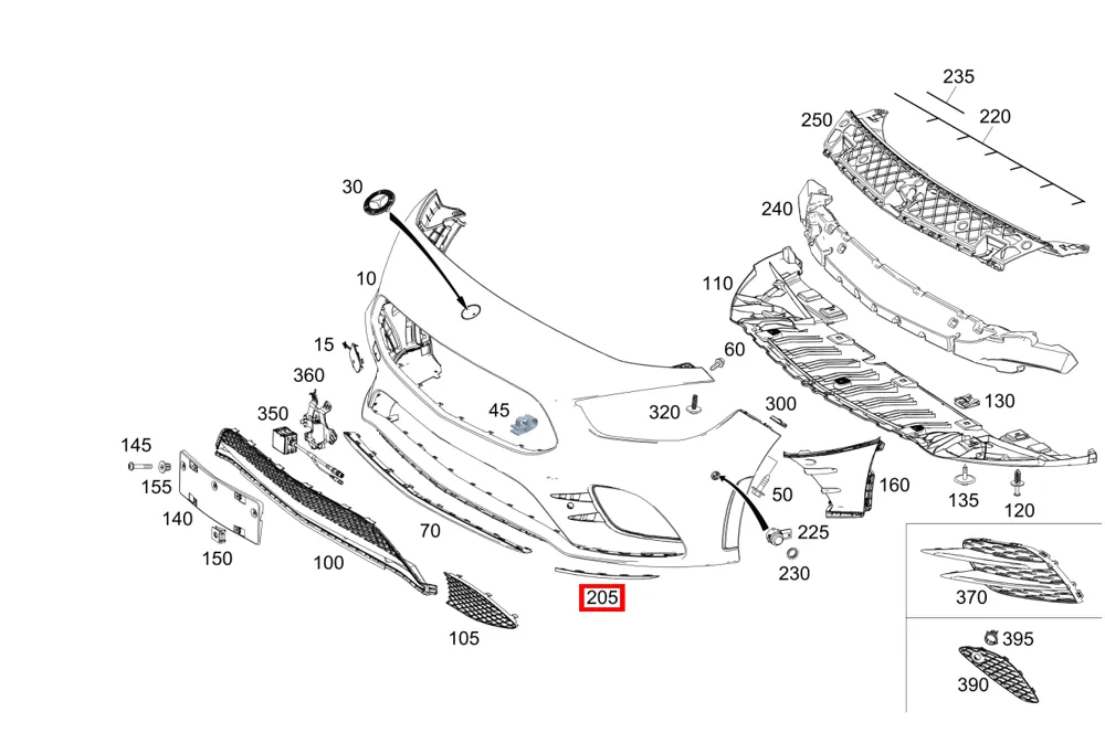 Крышка бампера нижняя левая для G W463, GLB X247 Mercedes-Benz A2478857302