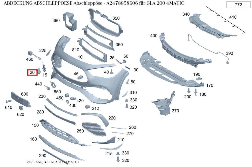 Крышка буксировочной проушины для GLB X247 Mercedes-Benz A2478858606