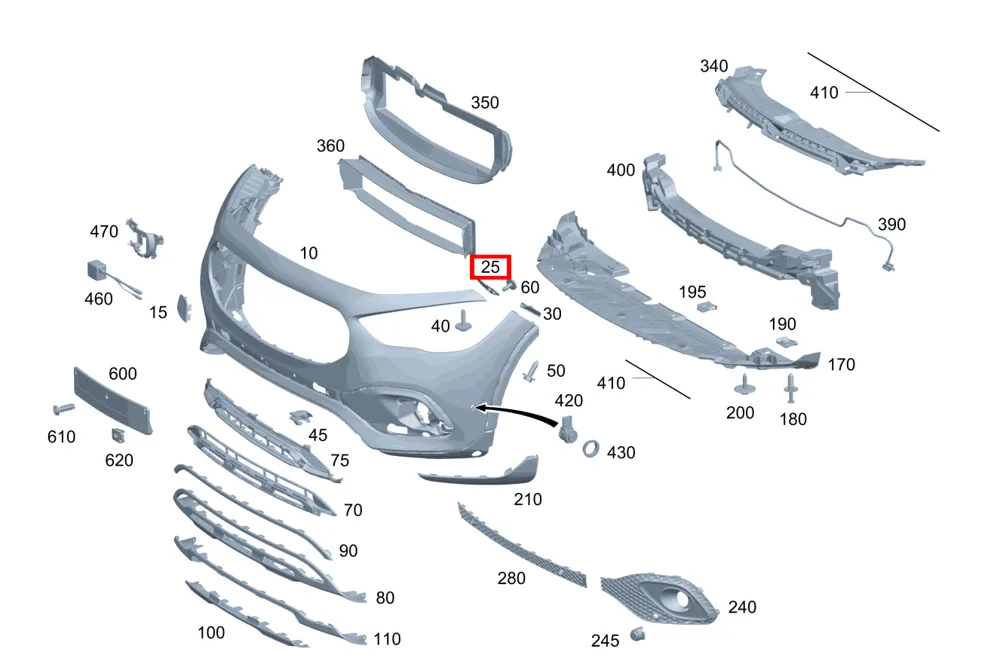Крепёжная планка верхняя левая для GLB 247, EQE 295 и EQA 243 Mercedes-Benz A2478859503