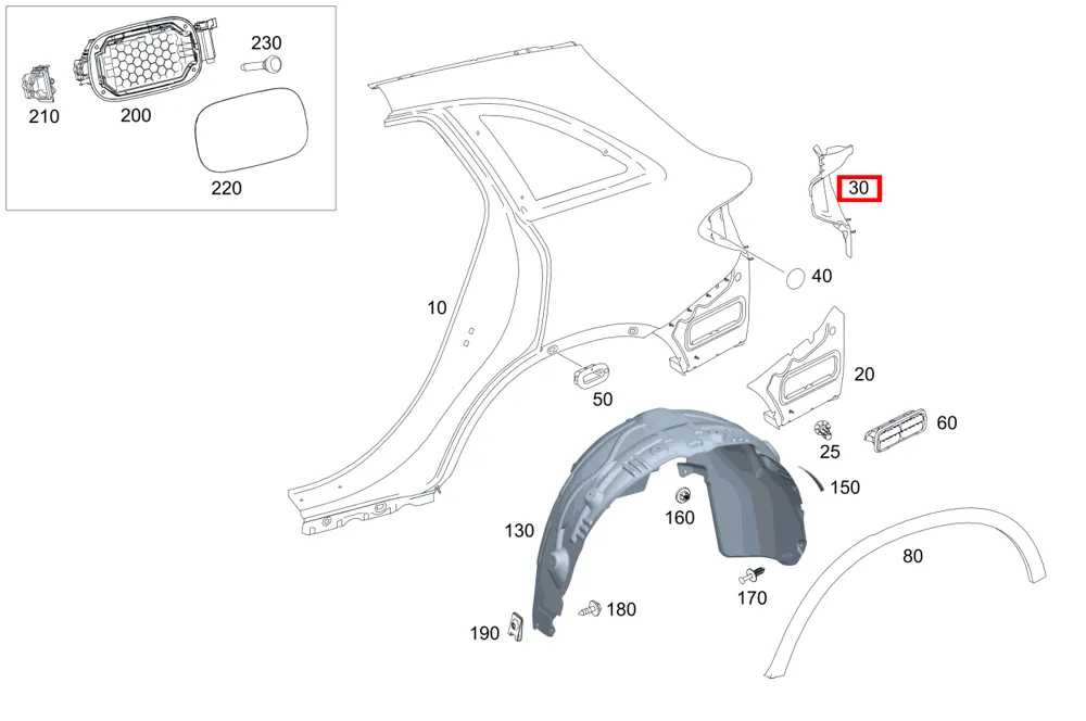 Опора левая для GLC 253 и EQC 293 Mercedes-Benz A2536307301