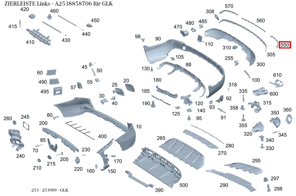 Молдинг левый для GLC X253 Mercedes-Benz A2538858706