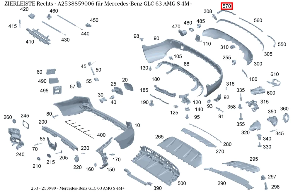 Молдинг правый для GLC X253 Mercedes-Benz A2538859006