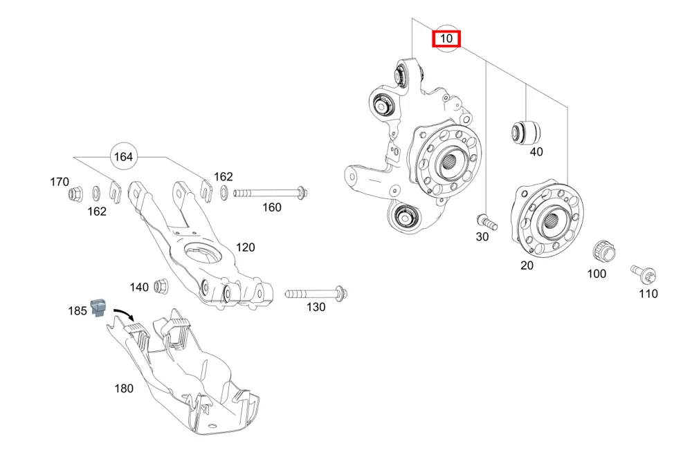 Поворотный кулак задний правый со ступицей для AMG 290 Mercedes-Benz A2903504203