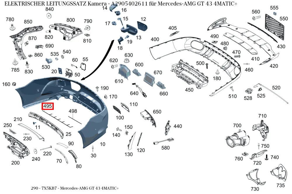 Жгут проводов камеры для AMG W290 Mercedes-Benz A2905402611