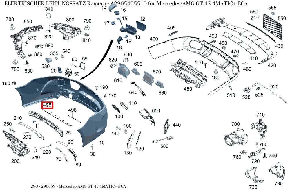 Жгут проводов камеры для AMG W290 Mercedes-Benz A2905405510