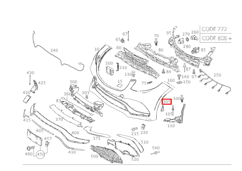 Монтажный кронштейн правый для M 166 EQC 293 класса GLE 292 Mercedes-Benz A2928854000