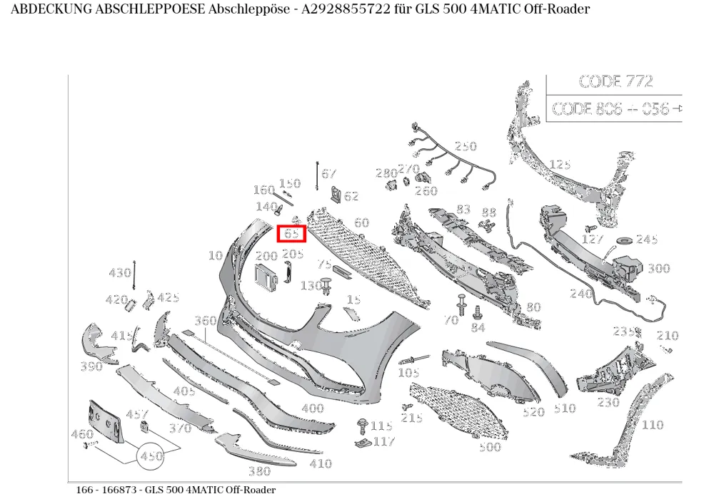 Крышка буксирной проушины для M W166, EQC W293, GLE W292 Mercedes-Benz A2928855722