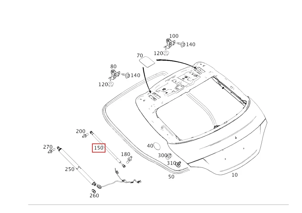 Газовый упор для EQE и Mercedes-AMG EQE Mercedes-Benz A2949800200