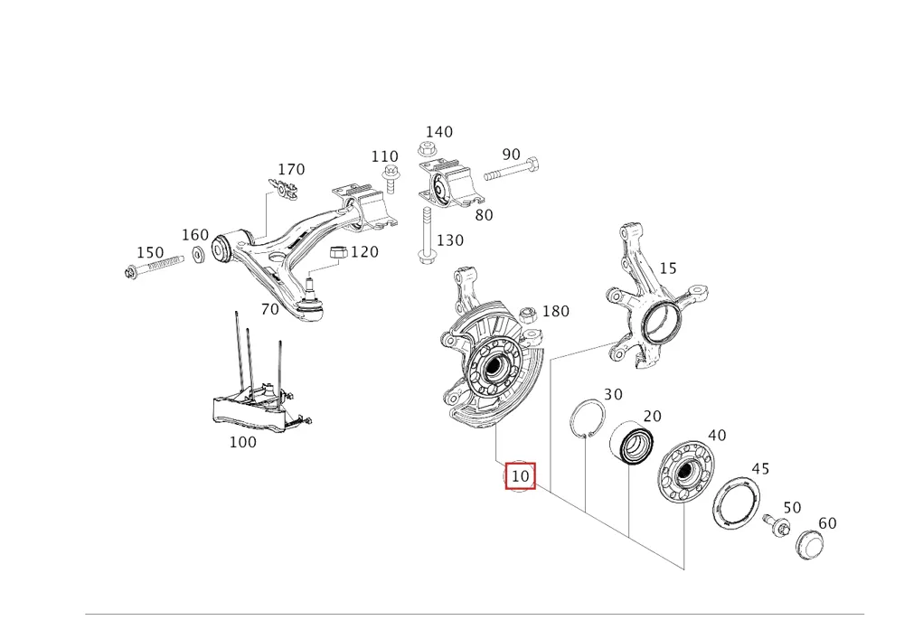 Поворотный кулак для EQE 350 и Mercedes-AMG EQE 43 4MATIC Mercedes-Benz A2953320400