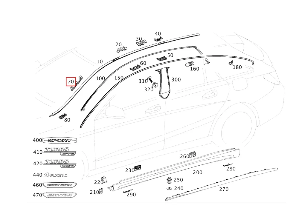Молдинг для EQE и Mercedes-AMG EQE Mercedes-Benz A2956900801