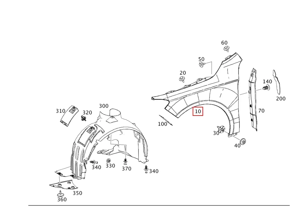 Крыло переднее правое для EQE, Mercedes-AMG EQE 43 Mercedes-Benz A2958810200