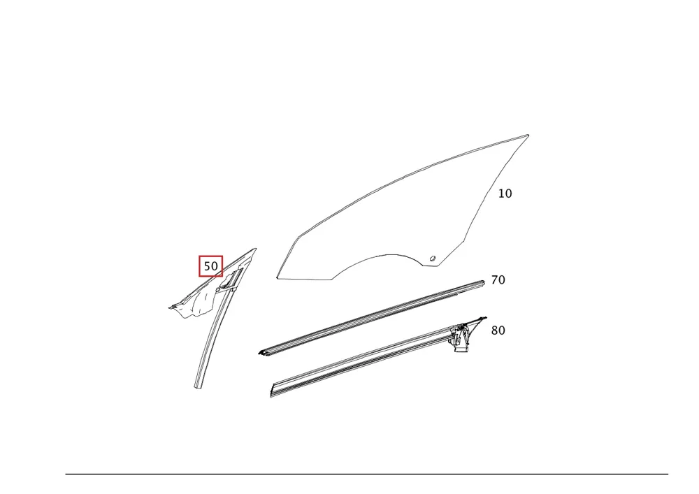 Боковое стекло неподвижное для EQS 580 4MATIC, EQS 450 и Mercedes-AMG EQS 53 4MATIC Mercedes-Benz A2977203200