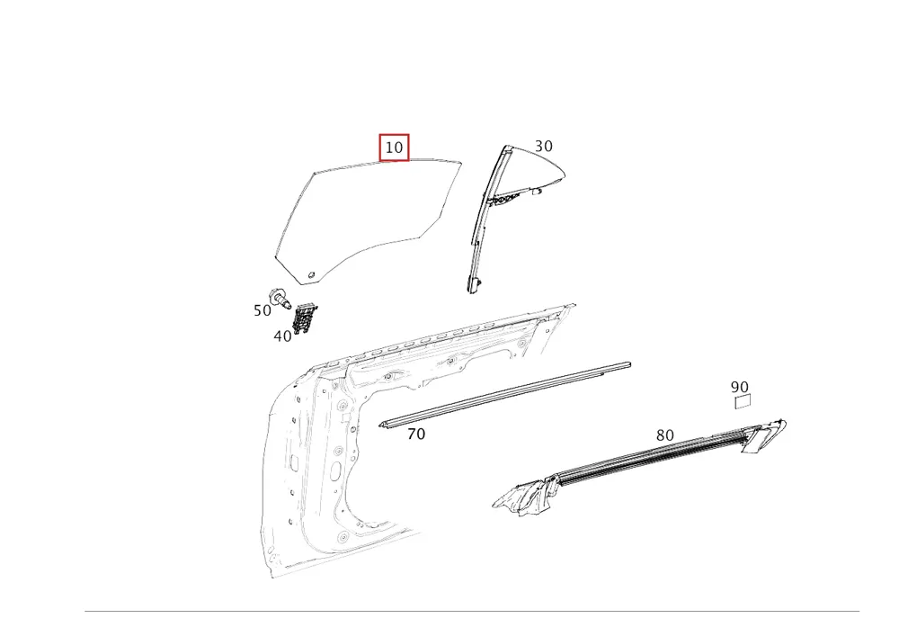Боковое стекло тонированное для EQS и Mercedes-AMG EQS Mercedes-Benz A2977302800