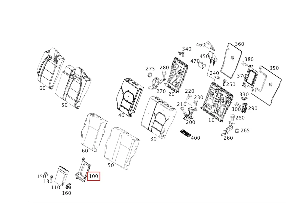 Обивка спинки заднего сиденья для EQS 450 и EQS 580 Mercedes-Benz A2979204103
