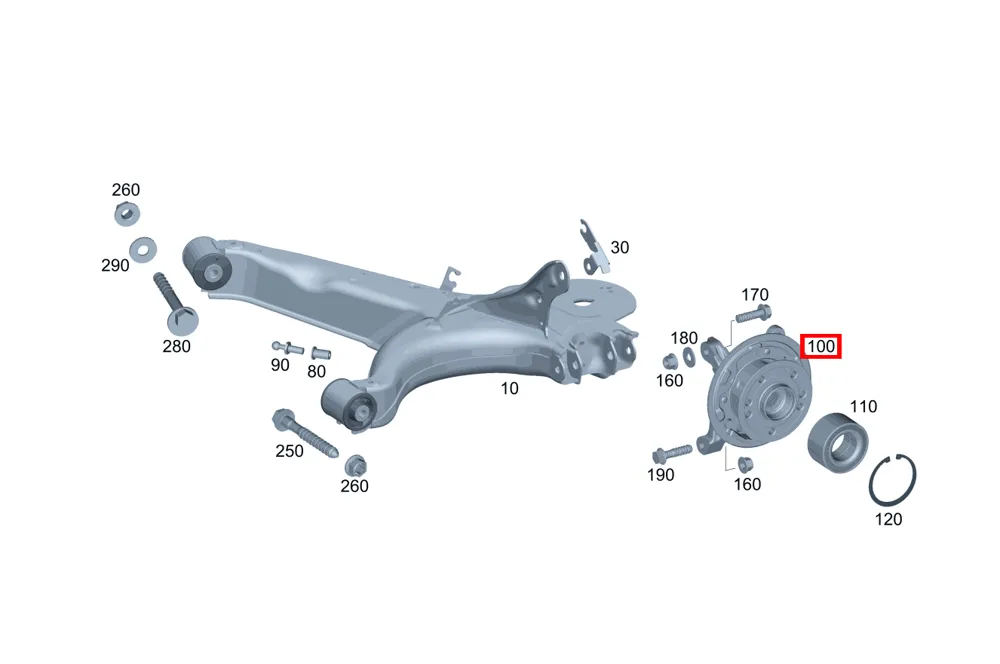 Ступичный кулак правый для 190 201, B 245 и G 460 Mercedes-Benz A4473505600