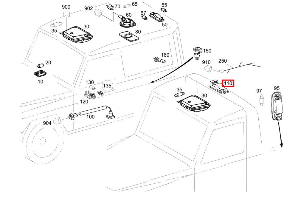 Плафон дуги безопасности для G-класса 463 Mercedes-Benz A4638200023