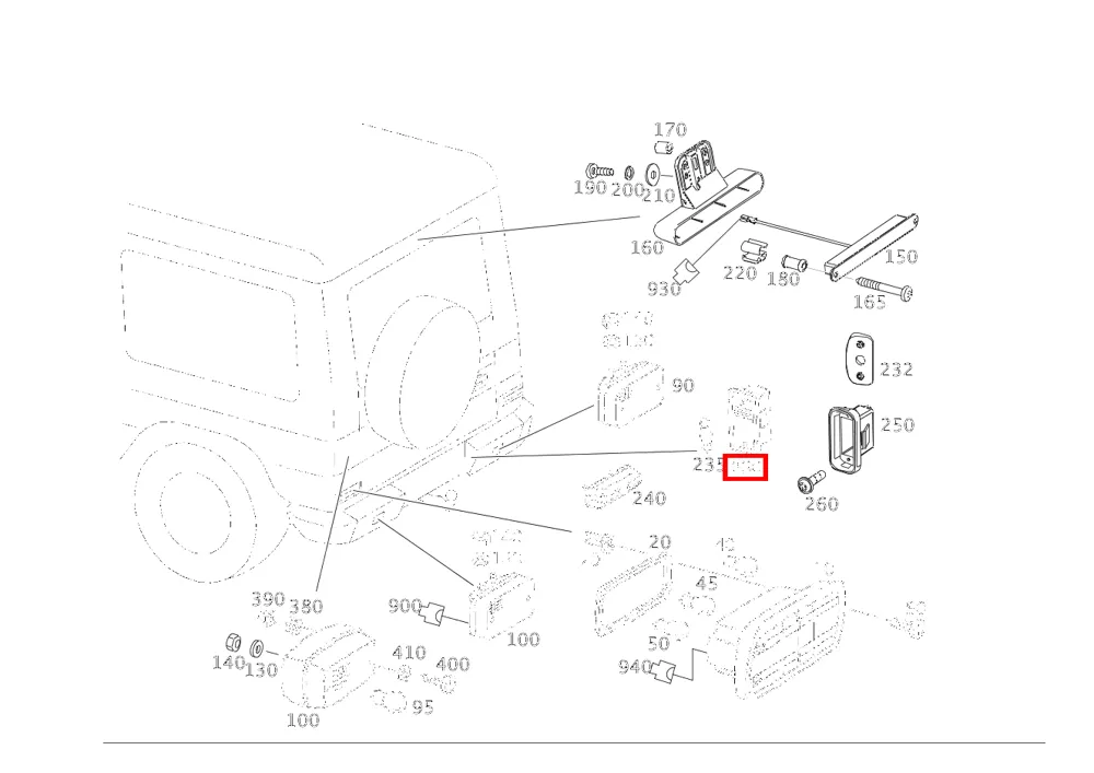 Фонарь освещения номерного знака Mercedes-Benz A463820035664