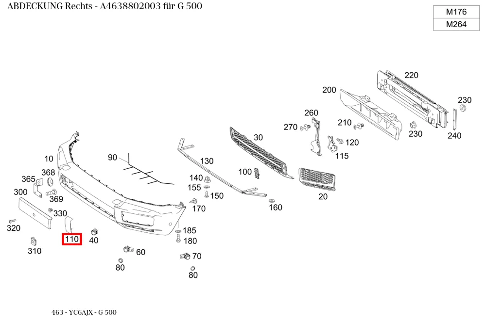 Крышка правая для G W463 Mercedes-Benz A4638802003
