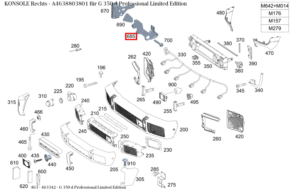 Консоль правая для G W463 Mercedes-Benz A4638803801