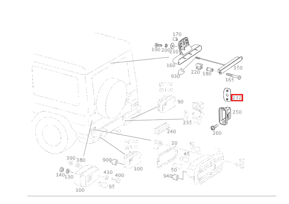 Клиновая прокладка фонаря номерного знака для G W463 Mercedes-Benz A4638990054