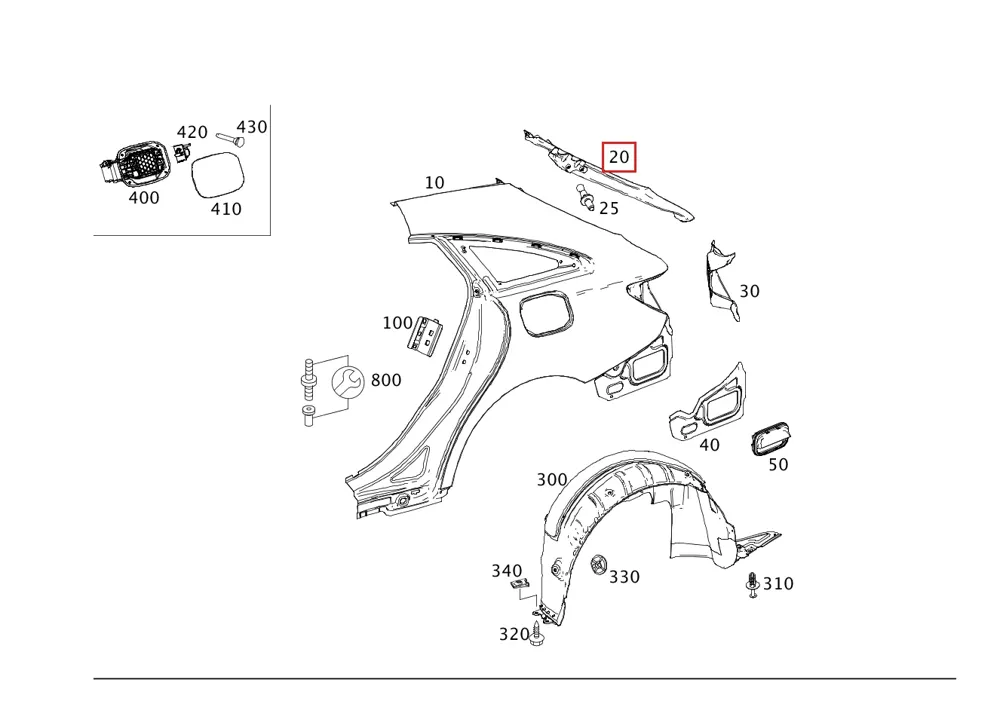 Расширитель крыла правый для 464 Mercedes-Benz A4648806401