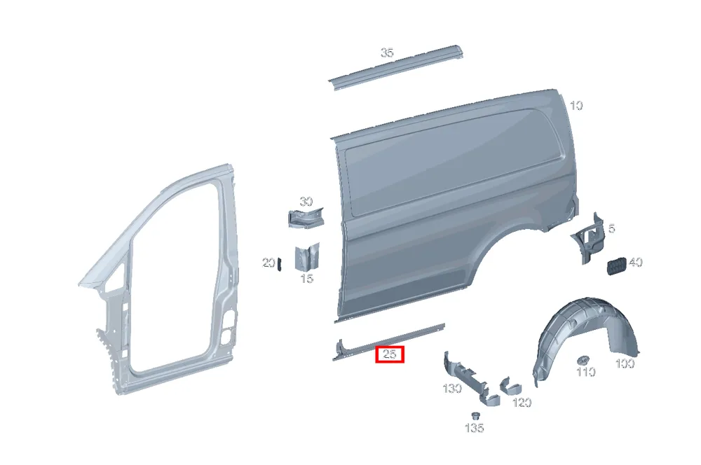 Накладка B-стойки нижняя левая для G W460 Mercedes-Benz A6396376119