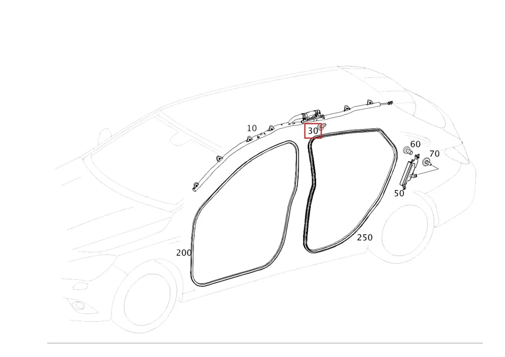 Уплотнитель сдвижной двери левый верхний для Vito и Viano Mercedes-Benz A6396970198