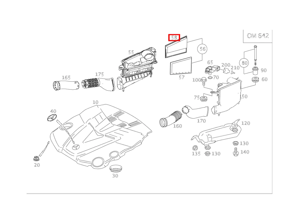 Фильтрующий элемент воздушного фильтра правый Mercedes-Benz A6420943004