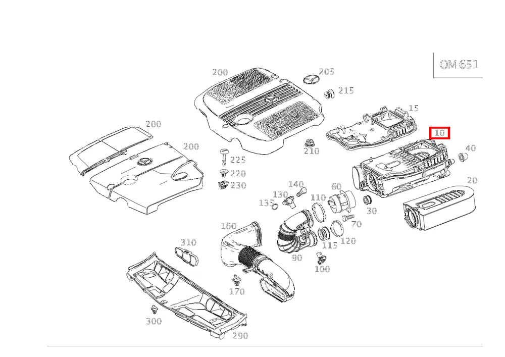 Фильтр-глушитель для C 204, E 212 и GLC 253 Mercedes-Benz A6510901101