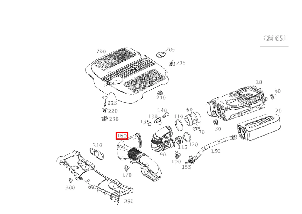 Воздуховод неочищенного воздуха для C 204 и GLC 253 Mercedes-Benz A6510901242