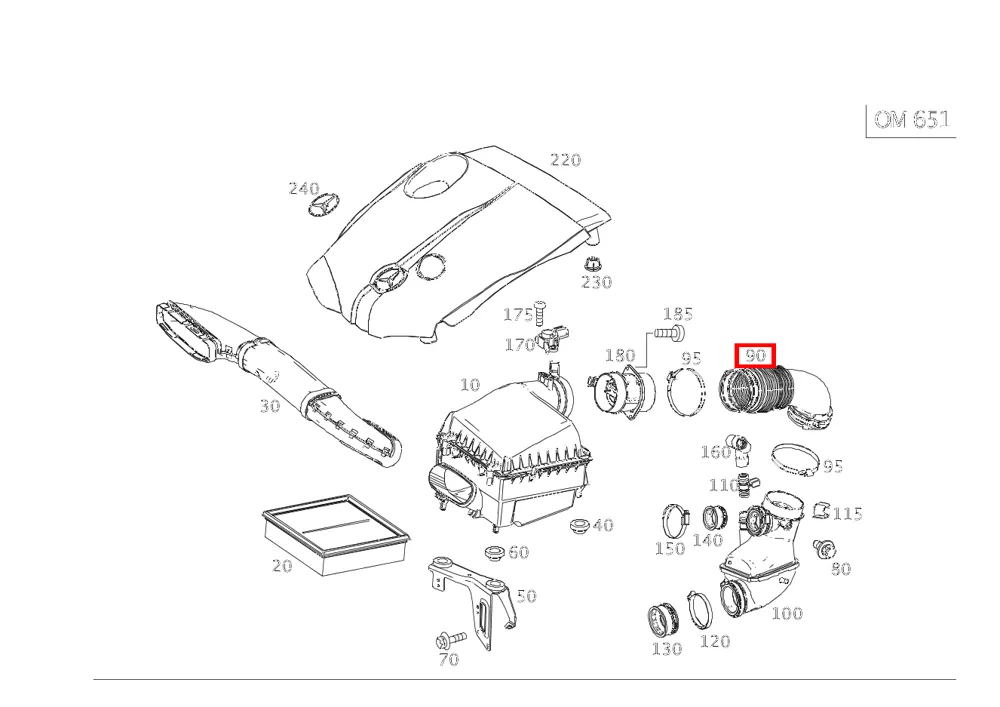 Воздуховод очищенного воздуха Mercedes-Benz A6510902242
