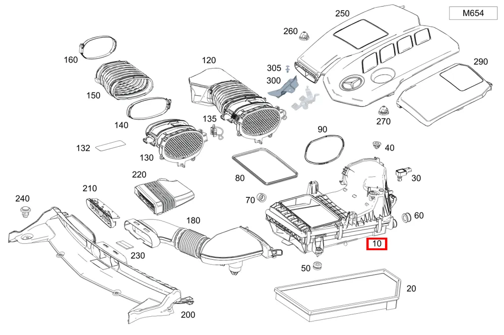 Фильтр-глушитель в сборе для E 238 и S 222 Mercedes-Benz A6540900301
